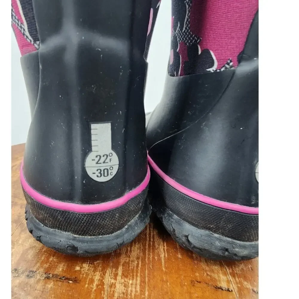 Girls Bogs Waterproof Floral Black Boots Size 10‎